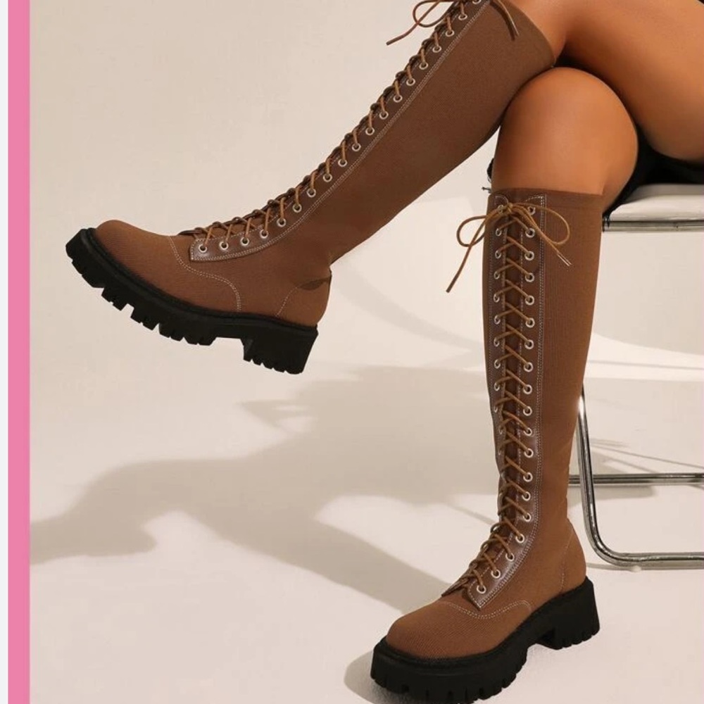 Larroudé Lara lace up Boots in brown size 38.5 - Picture 2 of 11